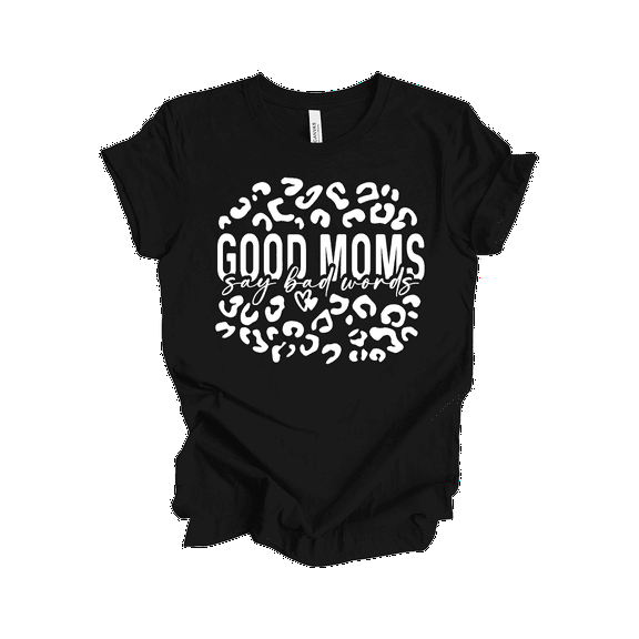Trenz Shirt Company Women’s Short-Sleeve T-Shirt - Good Moms Say Bad Words Cursive Graphic Design-Black-xxxl