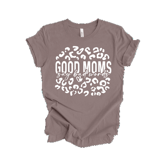 Trenz Shirt Company Women’s Short-Sleeve T-Shirt - Good Moms Say Bad Words Cursive Graphic Design-Pebble-small