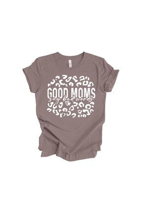 Women’s Short-Sleeve T-Shirt - Good Moms Say Bad Words Cursive Graphic Design-Pebble-xl