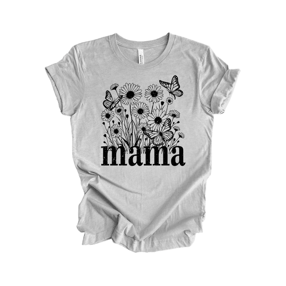 Trenz Shirt Company Women’s Short-Sleeve T-Shirt - Mom Flowers and Butterflies Boho Graphic Design-Athletic Heather-xl