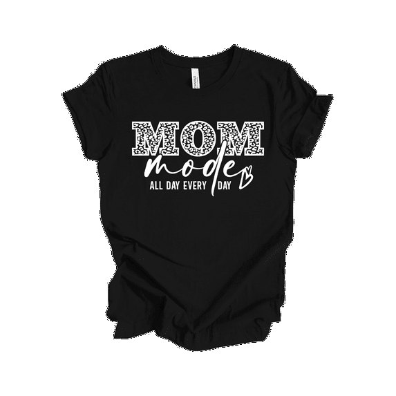 Trenz Shirt Company Women’s Short-Sleeve T-Shirt - Mom Mode All Day, Every Day Graphic Design-Black-5xl