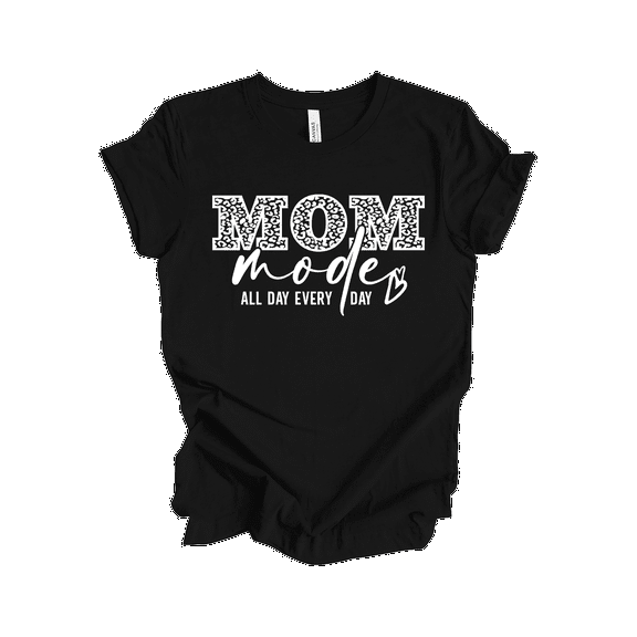 Trenz Shirt Company Women’s Short-Sleeve T-Shirt - Mom Mode All Day, Every Day Graphic Design-Black-xl