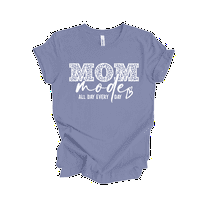 Trenz Shirt Company Women’s Short-Sleeve T-Shirt - Mom Mode All Day, Every Day Graphic Design-Lavender Blue-small