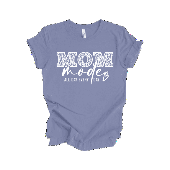 Trenz Shirt Company Women’s Short-Sleeve T-Shirt - Mom Mode All Day, Every Day Graphic Design-Lavender Blue-small