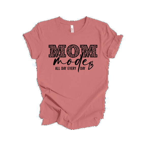 Trenz Shirt Company Women’s Short-Sleeve T-Shirt - Mom Mode All Day, Every Day Graphic Design-Mauve-xl