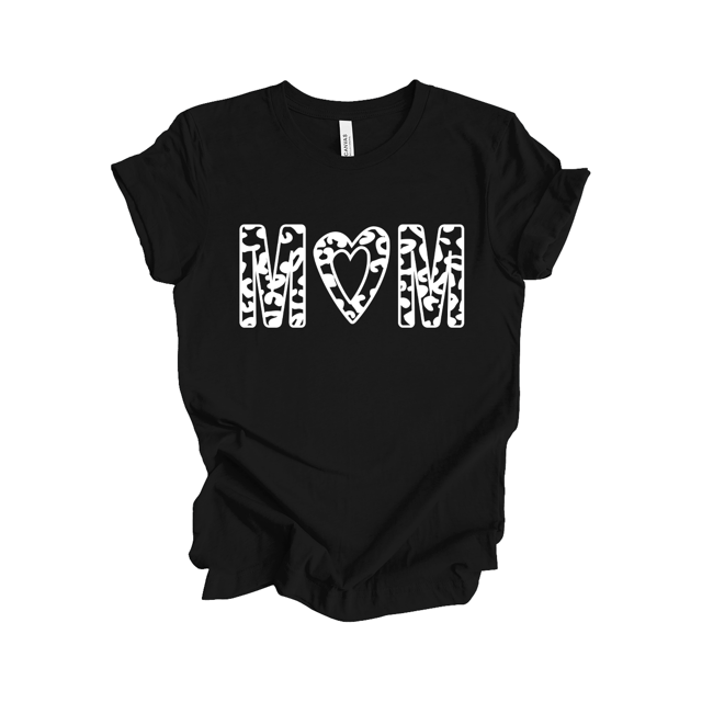Trenz Shirt Company Women’s Short-Sleeve T-Shirt - Mom with Vine Heart Graphic Design-Black-large