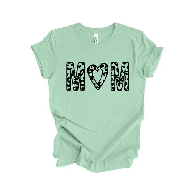 Trenz Shirt Company Women’s Short-Sleeve T-Shirt - Mom with Vine Heart Graphic Design-Mint-xxl