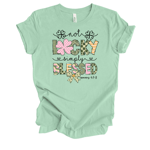 Trenz Shirt Company Women's St. Patrick Not Lucky Simply Blessed Short Sleeve T-Shirt-Mint-Large