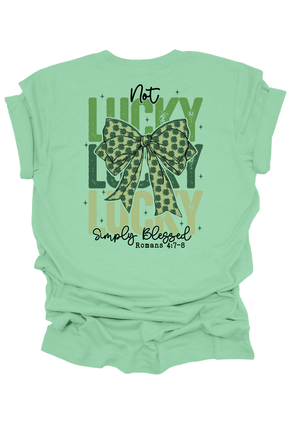 Women's St. Patrick's Not Lucky Blessed Bows Short Sleeve T-Shirt-Mint-XX-Large