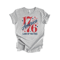 thumbnail image 1 of Trenz Shirt Company Women's Tops 1776 America Land Of The Free Vintage Short Sleeve T-Shirt - 4th Of July Shirts Women, Athletic Grey-Medium, 1 of 1