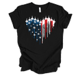 thumbnail image 1 of Trenz Shirt Company Women's USA America Plane Heart Flag Short Sleeve T-Shirt-Black-Small, 1 of 1