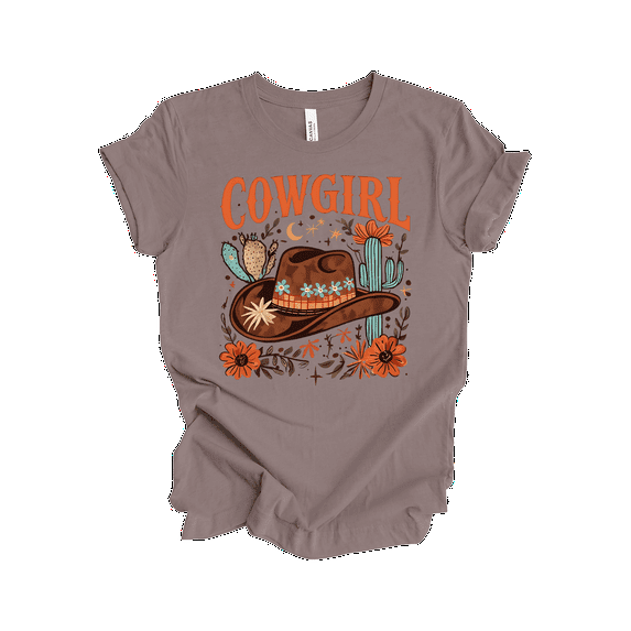 Trenz Shirt Company Women's Western Graphic T-Shirt - Cowgirl Hat Covered With Plants Design-Pebble-large