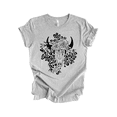 thumbnail image 1 of Trenz Shirt Company Women's Western Graphic T-Shirt - Flower Covered Bull Skull With Cheetah Prints-Athletic Heather-xl, 1 of 1