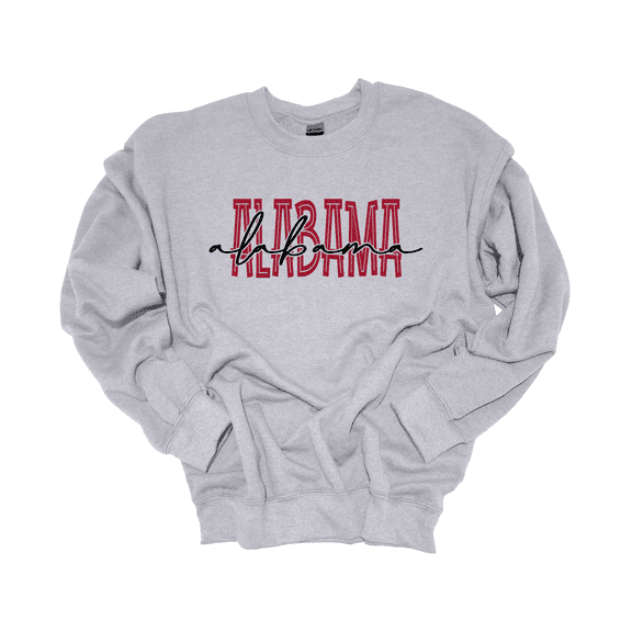 Trenz Shirt Company Womens Alabama Team Color Crimson Football Team Name Cursive Crewneck Sweatshirt-Sports Grey-small