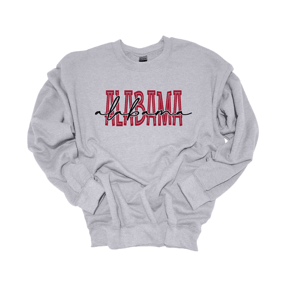 Trenz Shirt Company Womens Alabama Team Color Crimson Football Team Name Cursive Crewneck Sweatshirt-Sports Grey-xxl