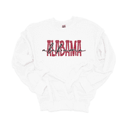 Trenz Shirt Company Womens Alabama Team Color Crimson Football Team Name Cursive Crewneck Sweatshirt-White-xl