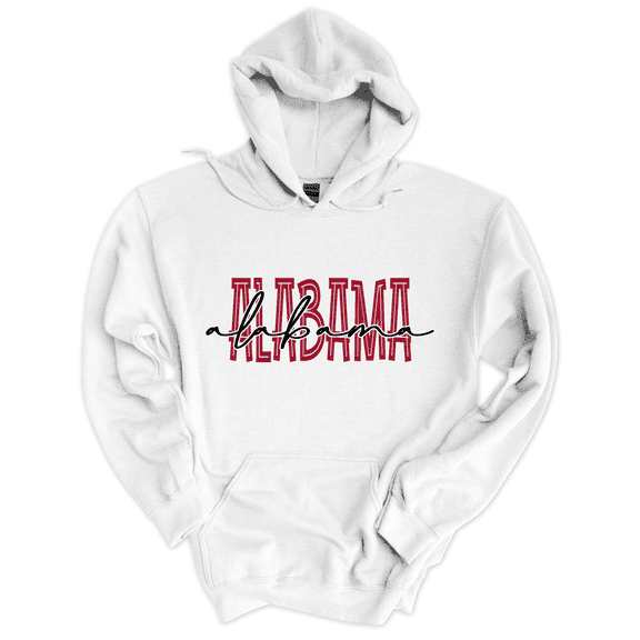 Trenz Shirt Company Womens Alabama Team Color Crimson Football Team Name Cursive Hoodie-White-5xl