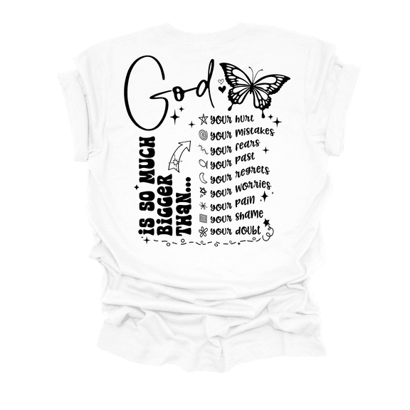 Trenz Shirt Company Womens Christian God Is Bigger Short Sleeve T-Shirt-White-Medium