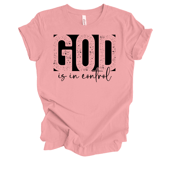 Trenz Shirt Company Womens Christian God Is In Control Short Sleeve T-Shirt-Pink-3X-Large