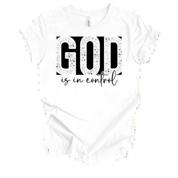 Trenz Shirt Company Womens Christian God Is In Control Short Sleeve T-Shirt-White-4X-Large