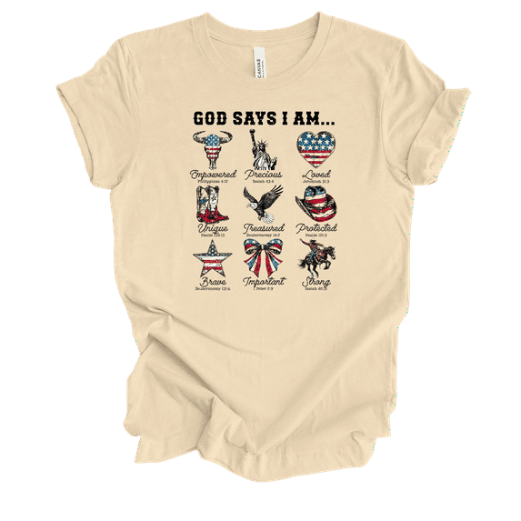 Trenz Shirt Company Womens Christian God Says I Am Empowered, Precious, Loved.. Short Sleeve T-shirt Graphic Tee-Soft Cream-medium