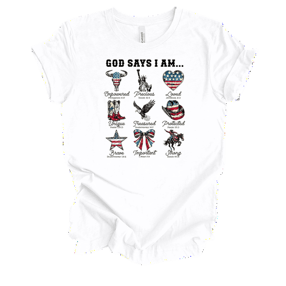 Trenz Shirt Company Womens Christian God Says I Am Empowered, Precious, Loved.. Short Sleeve T-shirt Graphic Tee-White-4xl