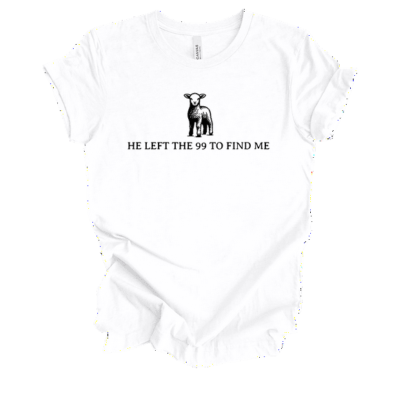 Trenz Shirt Company Womens Christian He Left 99 To Find Me Short Sleeve T-Shirt-White-Large