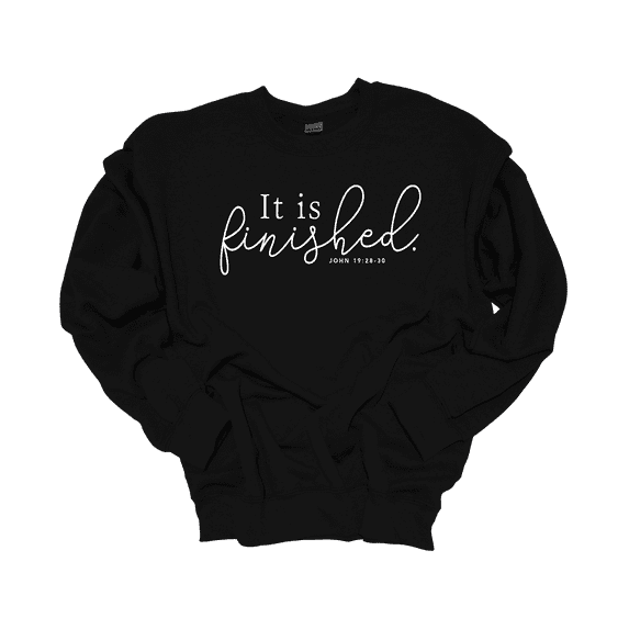 Trenz Shirt Company Womens Christian It Is Finished John 19:28-30 Crewneck Sweatshirt-Black-5X-Large
