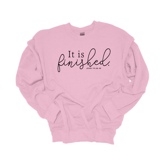 Trenz Shirt Company Womens Christian It Is Finished John 19:28-30 Crewneck Sweatshirt-Light Pink-X-Large