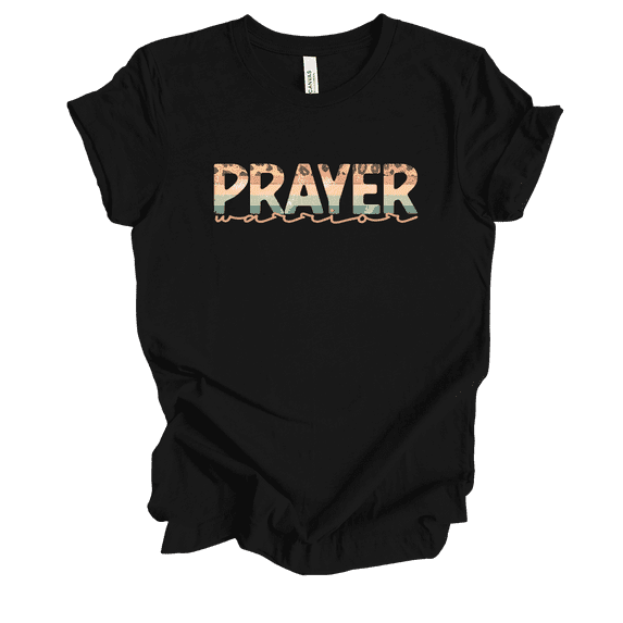 Trenz Shirt Company Womens Christian Prayer Warrior Multicolored Design Short Sleeve T-shirt Graphic Tee-Black-medium