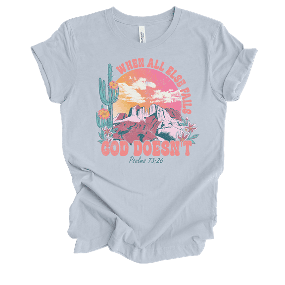 Trenz Shirt Company Womens Christian Psalms 73:26 Short Sleeve T-Shirt-Light Blue-Medium