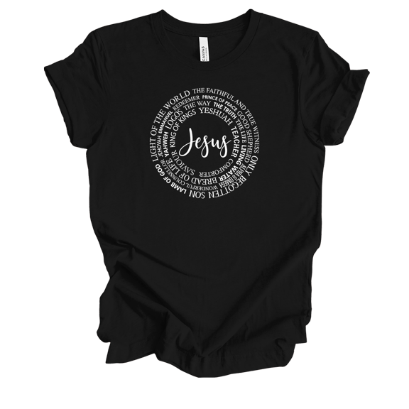 Trenz Shirt Company Womens Christian QCD UK Version Names Of Christ Short Sleeve T-shirt Graphic Tee-Black-large