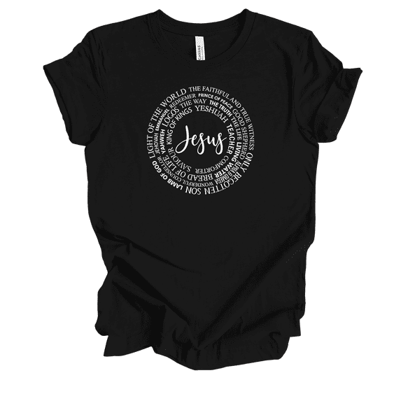 Trenz Shirt Company Womens Christian QCD UK Version Names Of Christ Short Sleeve T-shirt Graphic Tee-Black-large