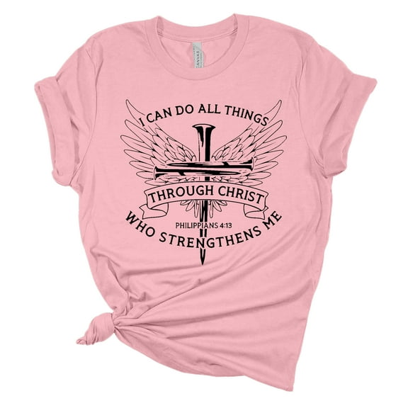 Trenz Shirt Company Womens Christian Tshirt I Can Do All Things Unisex Short Sleeve Unisex T-shirt-Light Pink-5xl