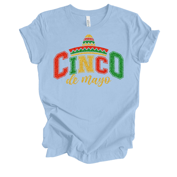 Trenz Shirt Company Womens Cinco De Mayo Sombrero Short Sleeve T-Shirt-Baby Blue-XX-Large