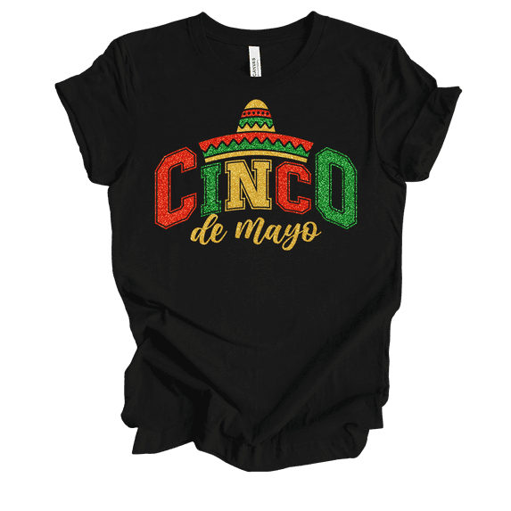 Trenz Shirt Company Womens Cinco De Mayo Sombrero Short Sleeve T-Shirt-Black-XX-Large