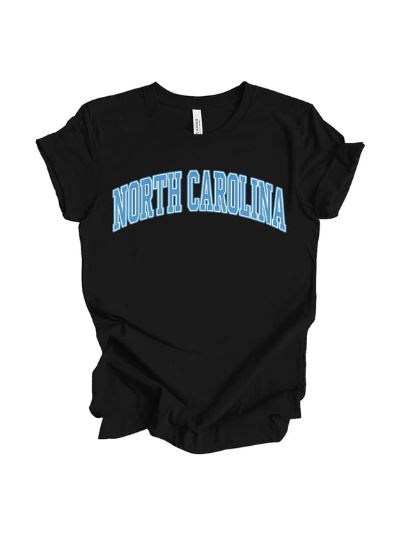 Womens College Football Graphic T Shirt – North Carolina Bold Design Tee, Black, XLarge