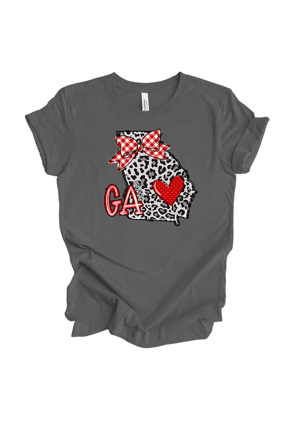 Womens Cute Football Bow State Outline Short Sleeve T-shirt-Asphalt-Large