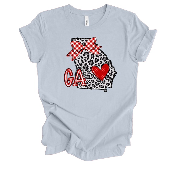 Trenz Shirt Company Womens Cute Football Bow State Outline Short Sleeve T-shirt-Light Blue-XX-Large