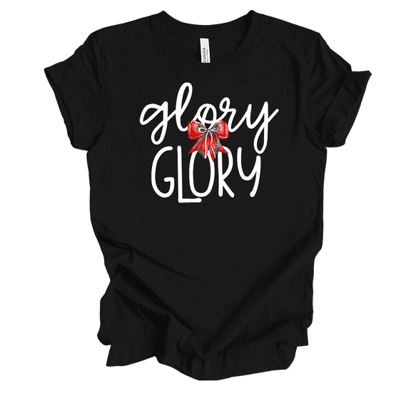 Trenz Shirt Company Womens Cute Football Glory Glory Bow Short Sleeve T-Shirt-Black-Small
