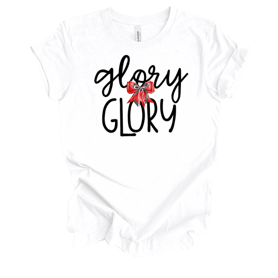 Trenz Shirt Company Womens Cute Football Glory Glory Bow Short Sleeve T-Shirt-White-Medium