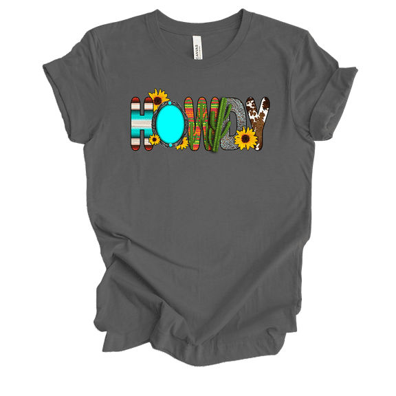 Trenz Shirt Company Womens Cute Vintage Hippy Howdy Ladies Short Sleeve T-Shirt-Asphalt-3X-Large