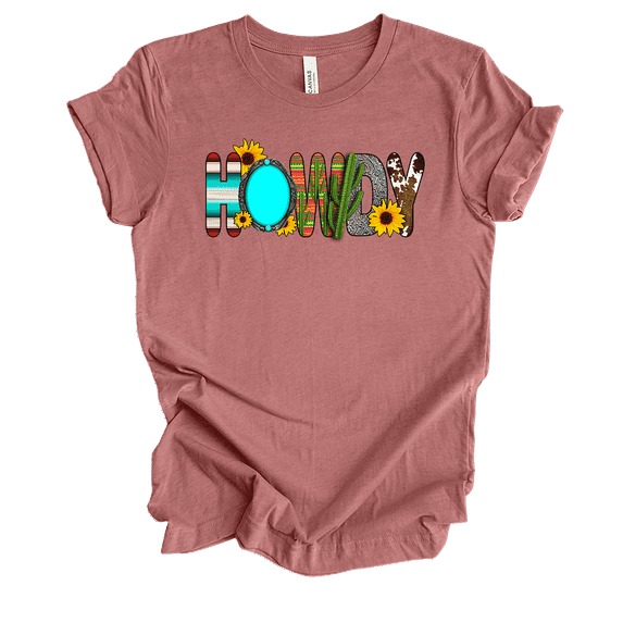 Trenz Shirt Company Womens Cute Vintage Hippy Howdy Ladies Short Sleeve T-Shirt-Heather Mauve-Medium