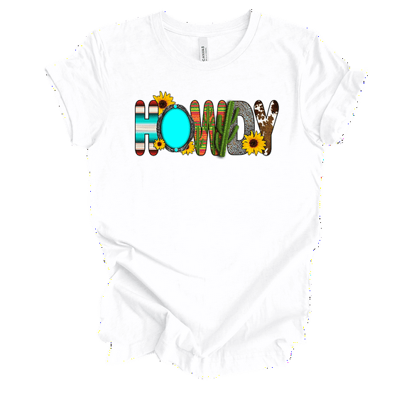 Trenz Shirt Company Womens Cute Vintage Hippy Howdy Ladies Short Sleeve T-Shirt-White-Medium