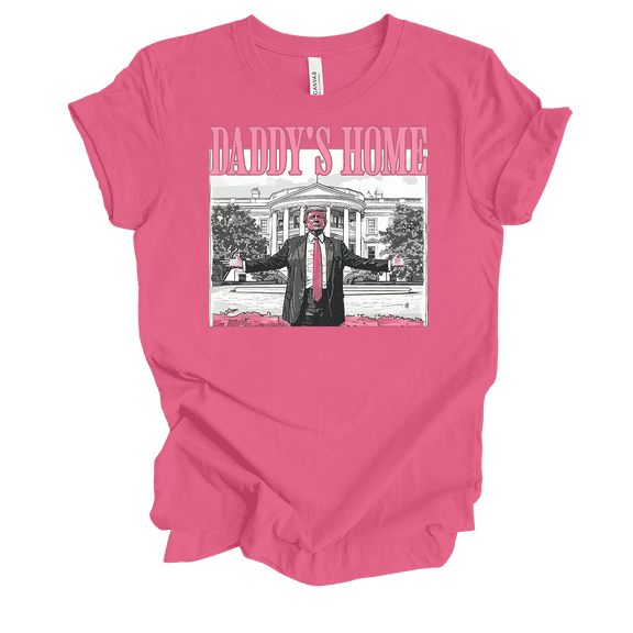 Trenz Shirt Company Womens Funny Charity Pink Trump Daddy's Home! Short Sleeve T-Shirt-Charity Pink-X-Large