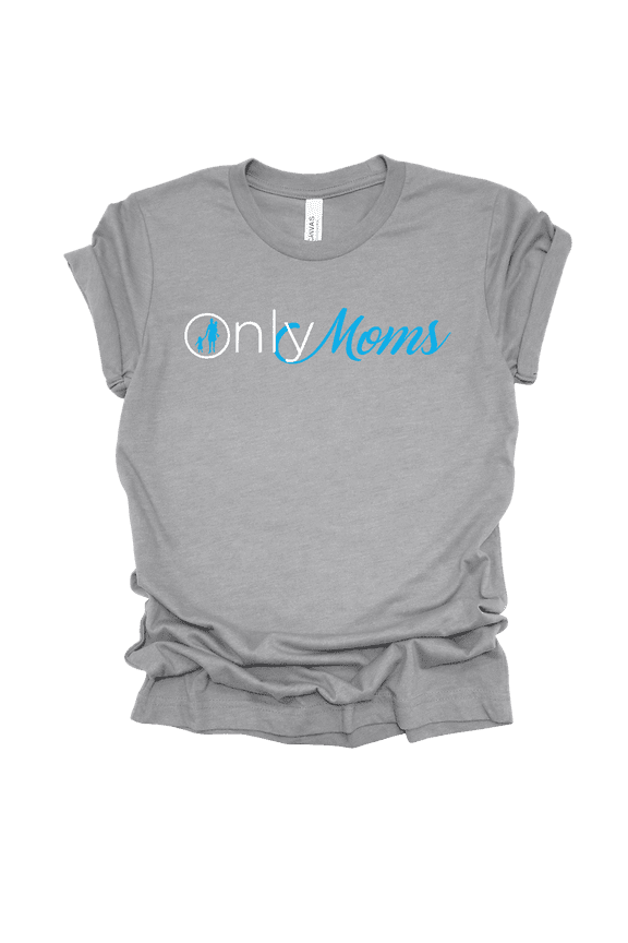 Womens Funny Cute Only Moms Short Sleeve T-Shirt-Athletic Grey-Large