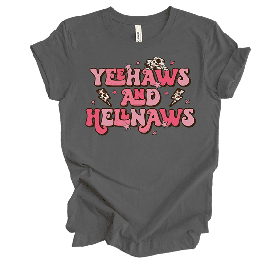 Trenz Shirt Company Womens Funny Cute Yee Haws And Hell Naws Country Ladies Short Sleeve T-Shirt-Asphalt-Small