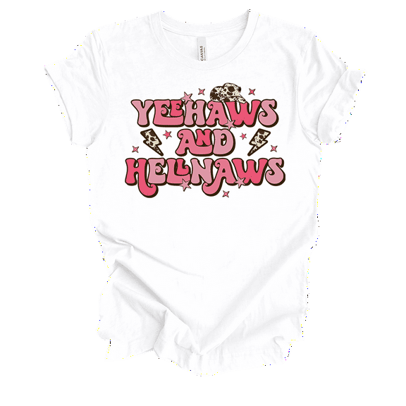 Trenz Shirt Company Womens Funny Cute Yee Haws And Hell Naws Country Ladies Short Sleeve T-Shirt-White-X-Large