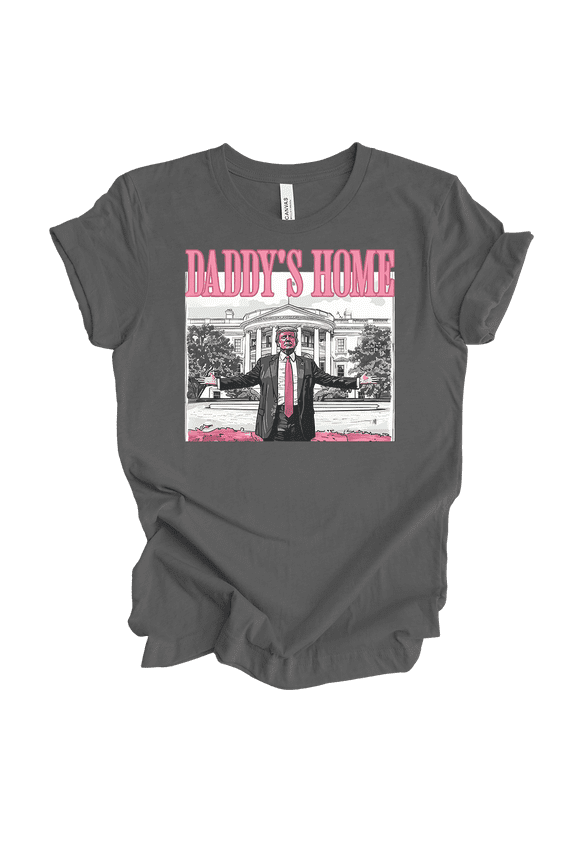 Womens Funny Pink Trump Daddy's Home! Short Sleeve T-Shirt-Asphalt-XX-Large