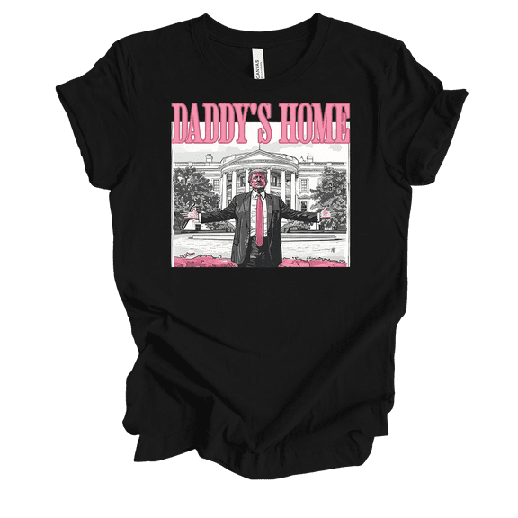 Trenz Shirt Company Womens Funny Pink Trump Daddy's Home! Short Sleeve T-Shirt-Black-Small